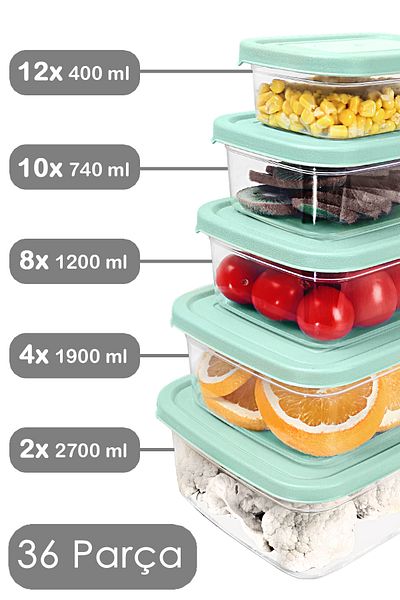 Meleni Home 36' Rectangular Storage Set - Microwave Safe Organizer