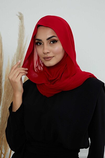 Aisha's Design Şal practic din şifon cu bonete pentru hidjab, roşu, PS-46