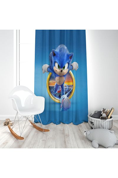 adenkahome Personalized, Named Sonic Pattern, Baby and Children's Room Background Curtain