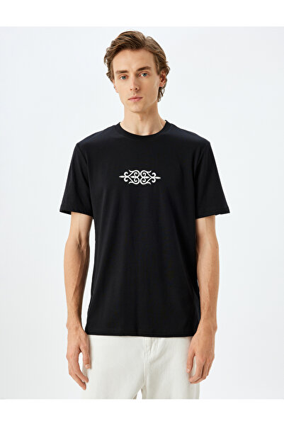 Koton Μπλουζάκι με κοντό μανίκι με λαιμόκοψη από βαμβάκι