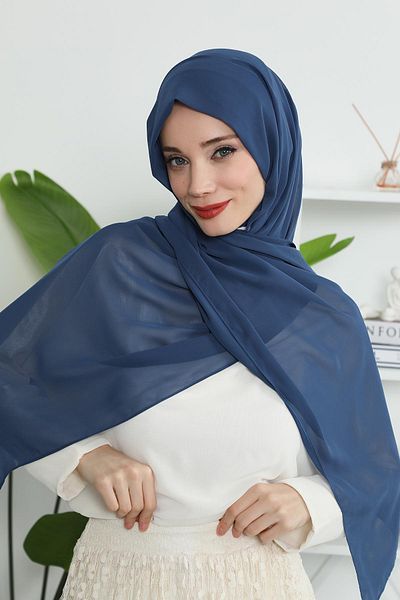 Aisha's Design شال شيفون بقلنسوة داخلية من القطن الممشط، PS-46