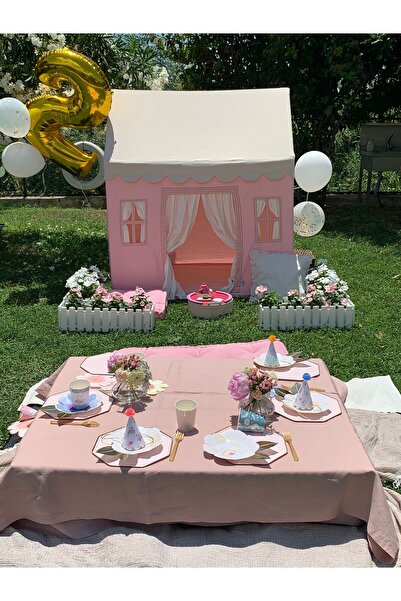 PAMUKA Natural Çatılı Medıum Oyun Evi+Oyun Halısı