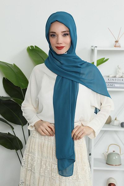 Aisha's Design شال شيفون بقلنسوة داخلية من القطن الممشط، PS-46