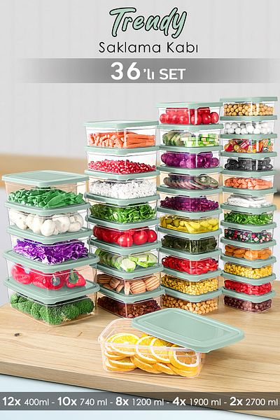 Meleni Home 36' Rectangular Storage Set - Microwave Safe Organizer