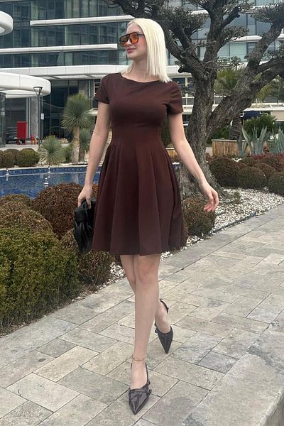 Madmext Καφέ Μίνι Φόρεμα Godeli MG2326
