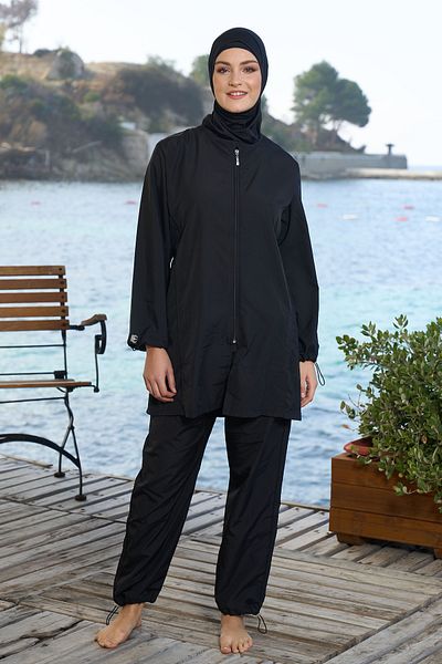 REMSA Black Hijab Swimsuit - Parachute Full Covered, Model 22990