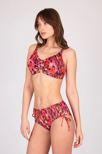Burcumay Women's Leopard Patterned Gathering Bikini Set