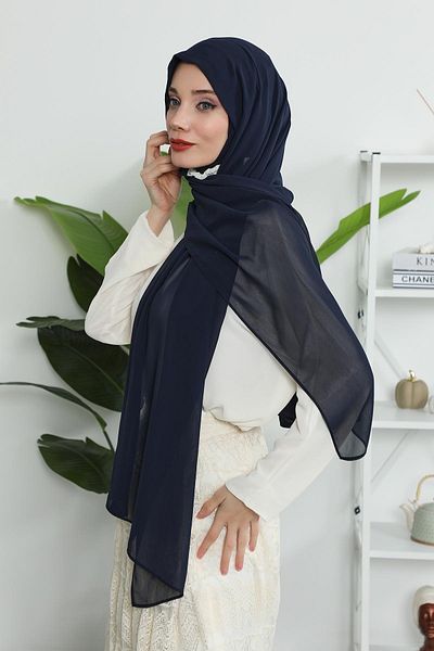 Aisha's Design شال بونيه داخلي من الشيفون الممشط - PS-46