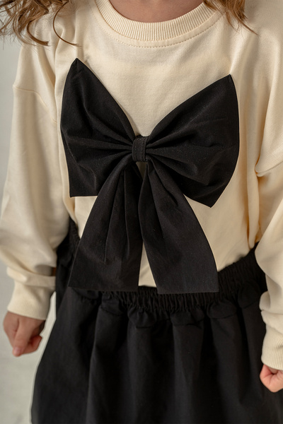 Cansın Mini Black Bow Badi Balloon Skirt Girl's Suit 20384