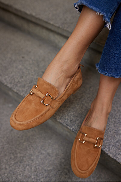 ANGELİNA JONES PİCCOLİ KADIN TABA GERCEK SUET TOKALI LOAFER AYAKKABİ