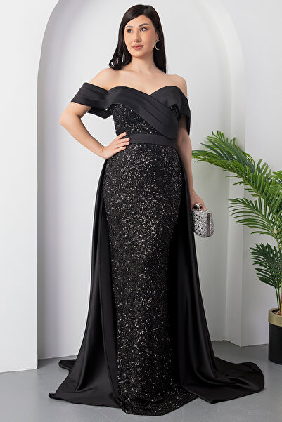 PULLIMM Saten Detay Pulpayet Abiye Elbise ECR5461