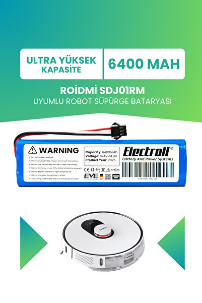 ELECTROLL Lydsto R1-D Uyumlu Batarya (MAKSİMUM KAPASİTE) 7000mah Pil Robot Sü...