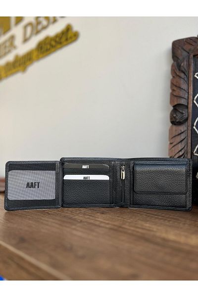MFT Leather Design Ανδρικό πορτοφόλι από γνήσιο δέρμα – με φερμουάρ, νομίσματα, γραμμένο όνομα |   Τόκιο 2404