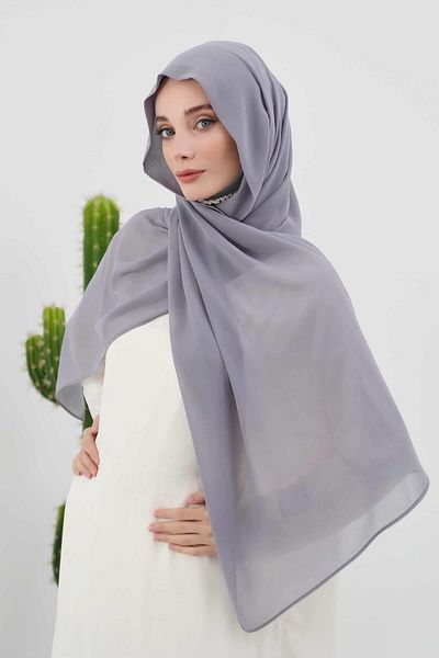 Aisha's Design Chiffon Combed Cotton Shawl with Inner Bonnet - Ps-46