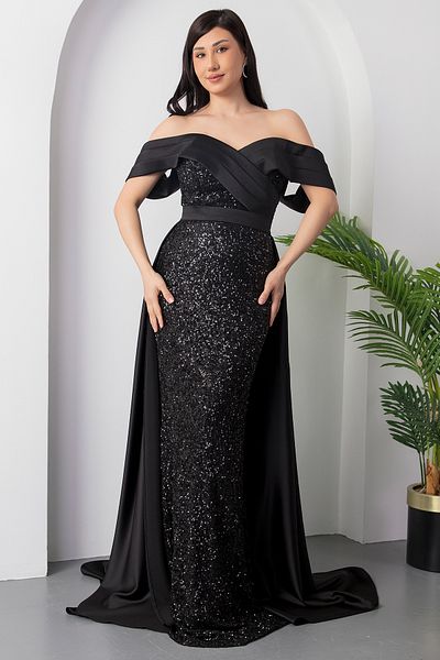 PULLIMM Rochie de seara cu paiete cu detaliu din satin ECR5461