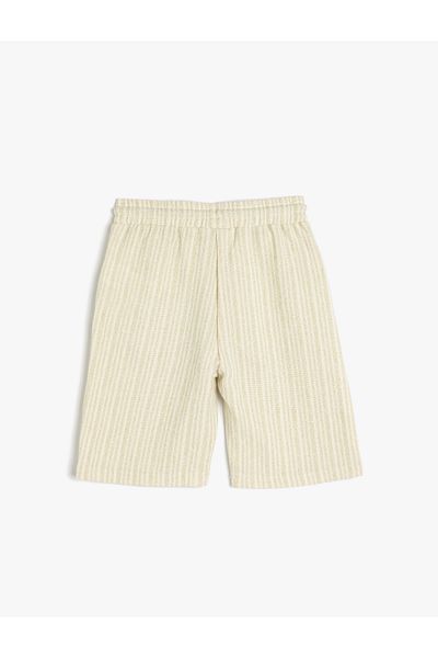 Koton Striped Bermuda Shorts with Tie Waist Pocket Detail