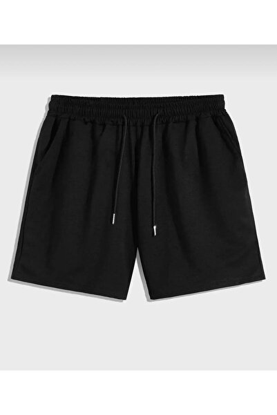 yg ydn giyim Pantaloni scurți unisex de culoare neagră, cu talie elastică, di...