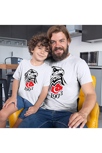 BB T SHIRTS تي شيرت للأطفال من الأب والابن مطبوع عليه نسر قطني الأول تي شيرت ...