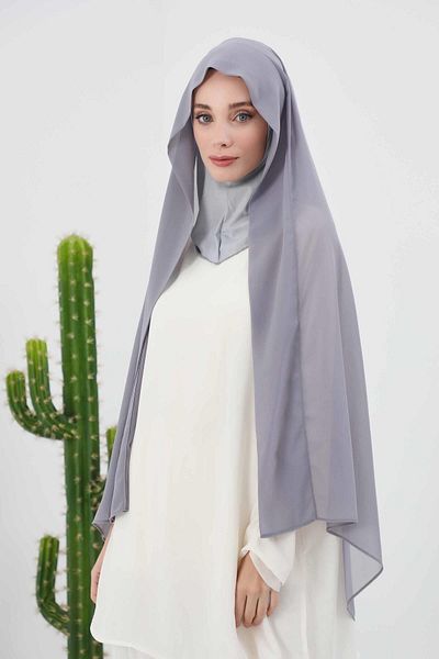 Aisha's Design Chiffon Combed Cotton Shawl with Inner Bonnet - Ps-46