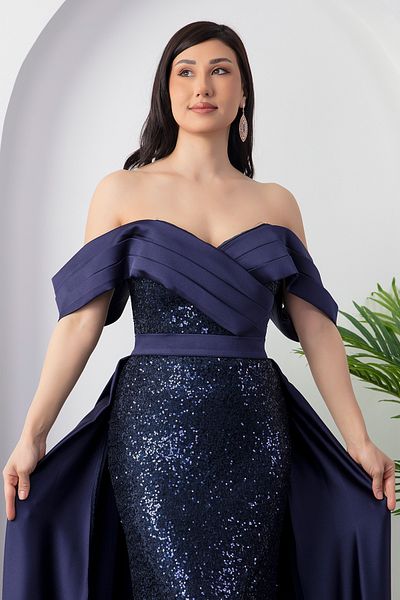 PULLIMM Rochie de seara cu paiete cu detaliu din satin ECR5461