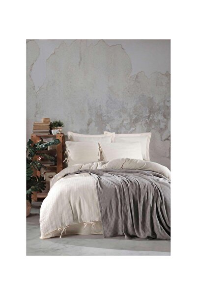 Şaheser Nevresimli Yatak Örtüsü Müslin Çift Kişilik Dante Gri