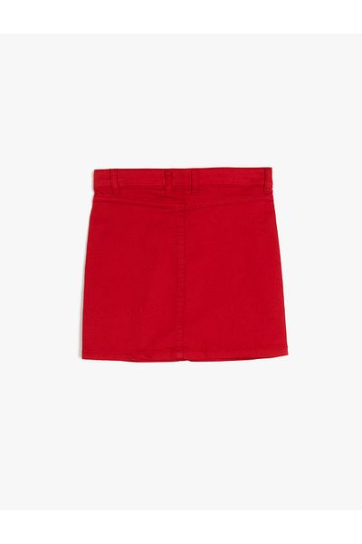 Koton Basic Skirt with Button and Zipper Detail Pockets