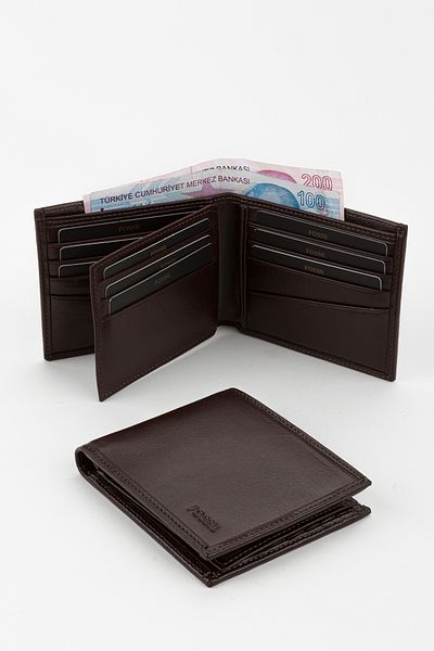 Fossil Boxed Genuine Leather Brown Horizontal Men's Hand Portfolio Wallet