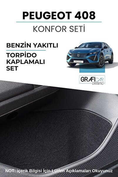 GRAFİCAR Peugeot 408 Konfor Seti - Torpido Kaplamalı Set / Araç Içi Eşya Cepleri Ses Giderici Kaplama Set