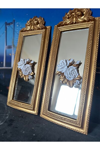 busraconcept Aynalı gül detaylı el yapımı 50cm tablo 2li set