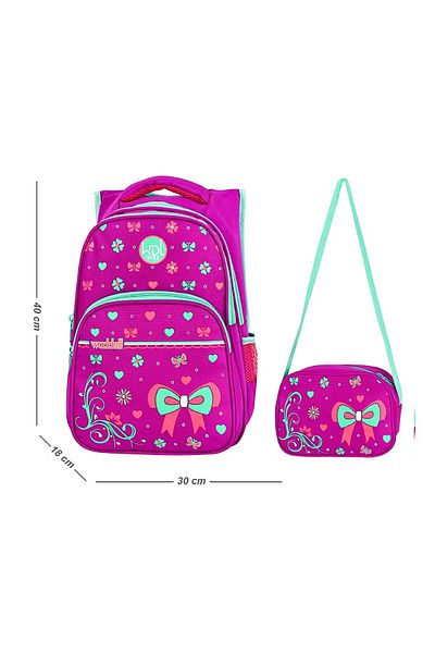 Linea 3 Compartment Ribbon Pink Primary School and Lunch Box - 3026