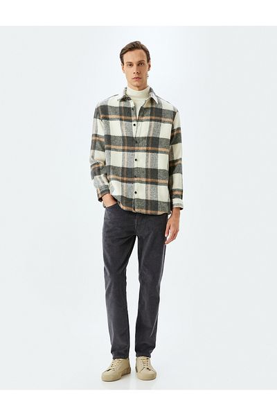 Koton Corduroy Trousers with Cotton Pocket Detail