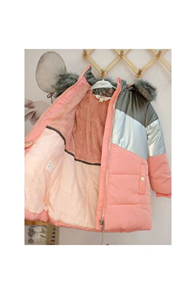Genel Markalar Gümüş Detaylı Pembe Kız Çocuk Montu