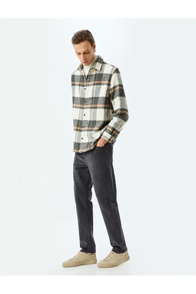 Koton Corduroy Trousers with Cotton Pocket Detail