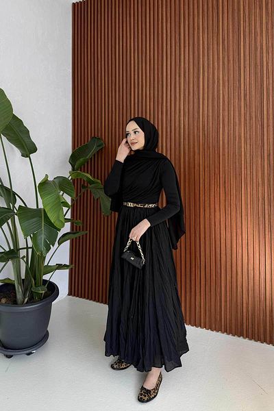 Melike Tatar Μαύρη φούστα Crinkle Voile Elastic (ΧΩΡΙΣ ΖΩΝΗ)