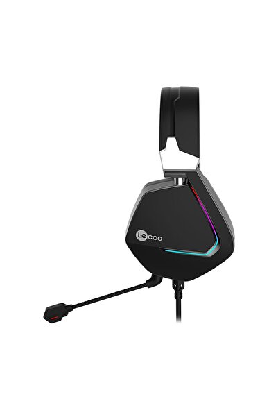 Lecoo Ht402 Usb 3.5mm Jack Kablolu Rgb Çıkartılabilir Mikrofonlu Kulak Üstü Gaming Kulaklık Siyah