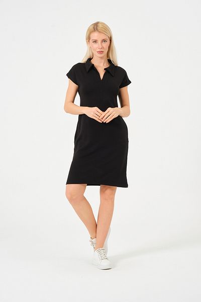 Moda Palmiss Women's Black Polo Neck Modal Short Dress