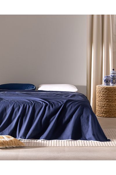Madame Coco Deft Double 100% Cotton Piping Pique - Navy/White