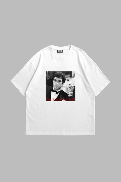 Bak Moda Svet je tvoj Štampano Oversize kroj unisex bela majica