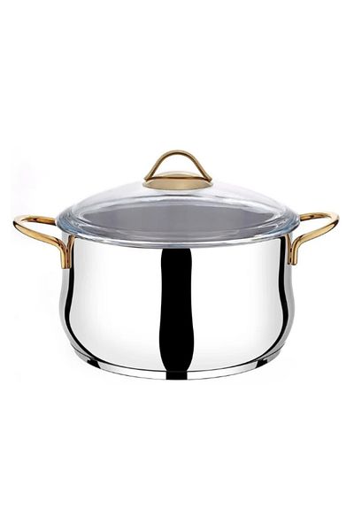 Öncü 18/10 Stainless Steel Deep Pot with 28 cm Glass Lid