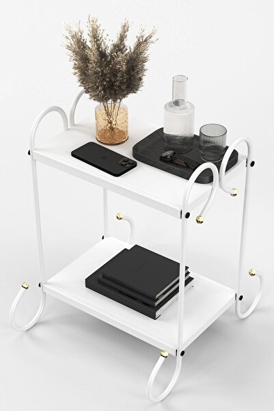 ARGİMO Truva Retro Ferforje Metal Komodin Beyaz