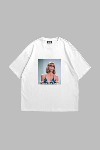 Bak Moda I'm Not Your Baby Printed Oversize Unisex Λευκό Tshirt