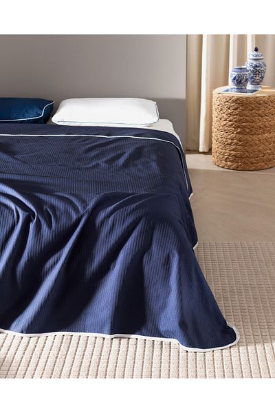 Madame Coco Deft Double 100% Cotton Piping Pique - Navy/White