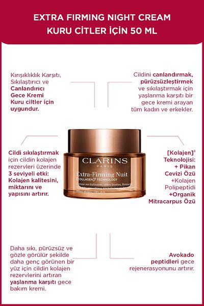 Clarins Extra-Firming Nuit Collagen Technology Night Cream Dry Skin 50 ml
