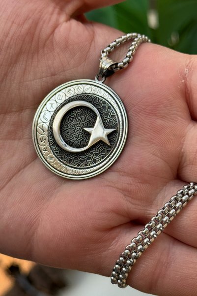 cheetahquality Ay Yıldız 925 Ayar Gümüş Özel Yapım Handmade Erkek Kolye