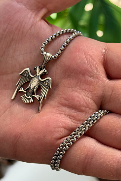 cheetah quality Çift Başlı Kartal 925 Ayar Gümüş Özel Yapım Handmade Erkek Kolye