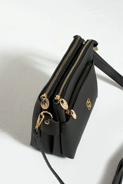 MAC&MOS Women's Black 3-Compartment Shoulder Bag