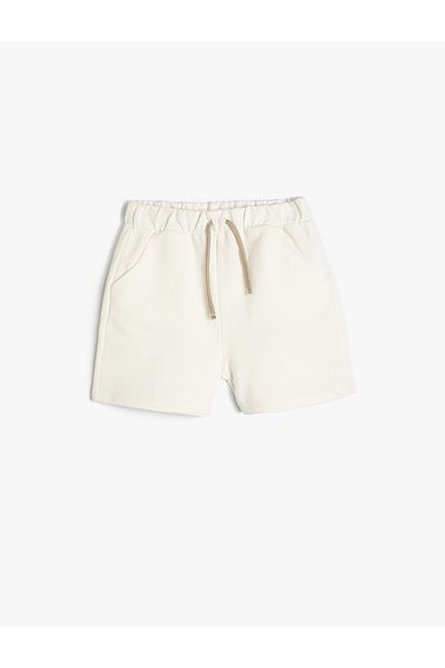 Koton Cotton Basic Shorts with Lace-Up Waist Pocket Detail