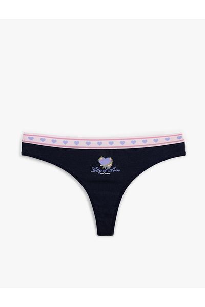 Koton Heart Printed Cotton Women's String Panties