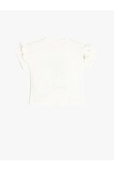 Koton Cotton Floral Embroidery Short Sleeve Crew Neck T-Shirt