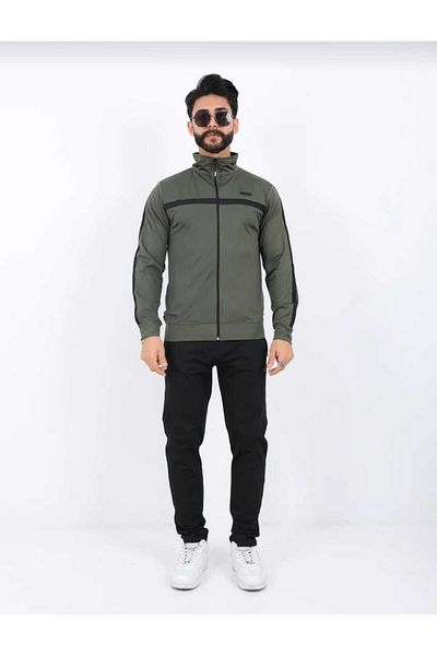 Tuwan Men's Diver Fabric Digital Printing Raised Zippered Stand Collar Tracksuit Set